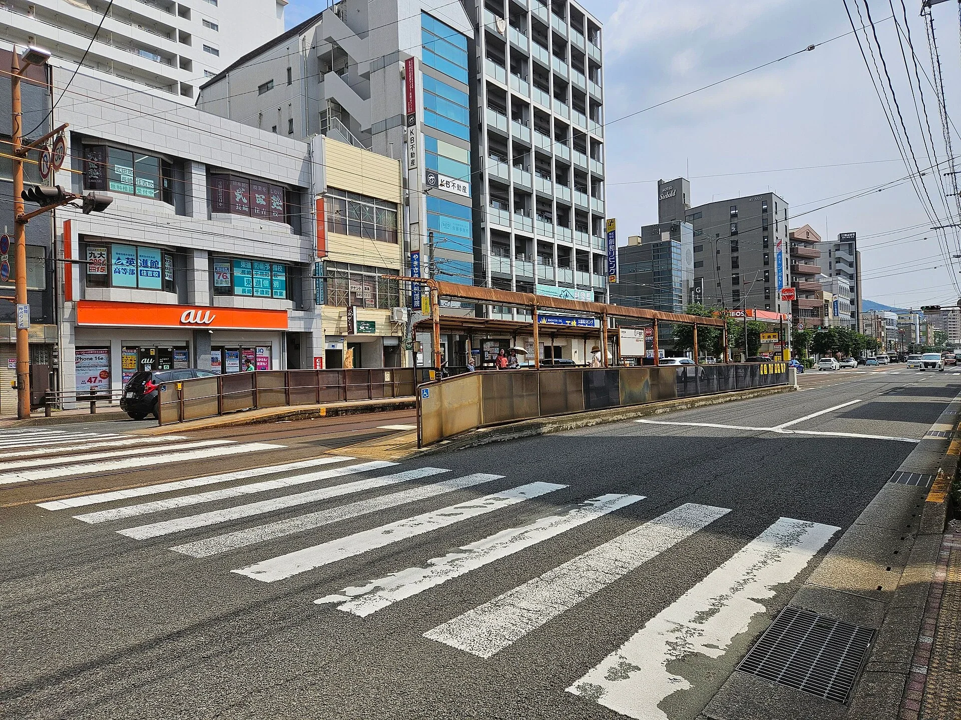 長崎住吉附近千歲町路面電車停留場與街道