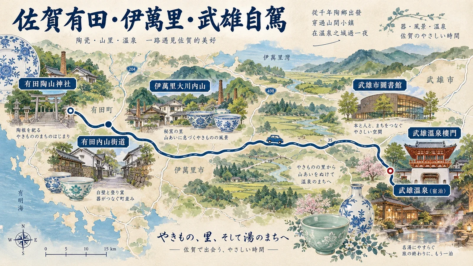 佐賀有田、伊萬里與武雄自駕路線圖：串聯陶瓷窯場、陶瓷街區與溫泉住宿